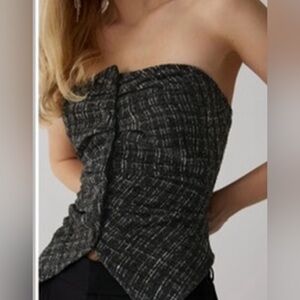 Strapless tweed top